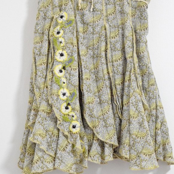 ANTHROPOLOGIE Yellow Embroidered Floral Flowy Woven Tank Top | Size S - Picture 7 of 9